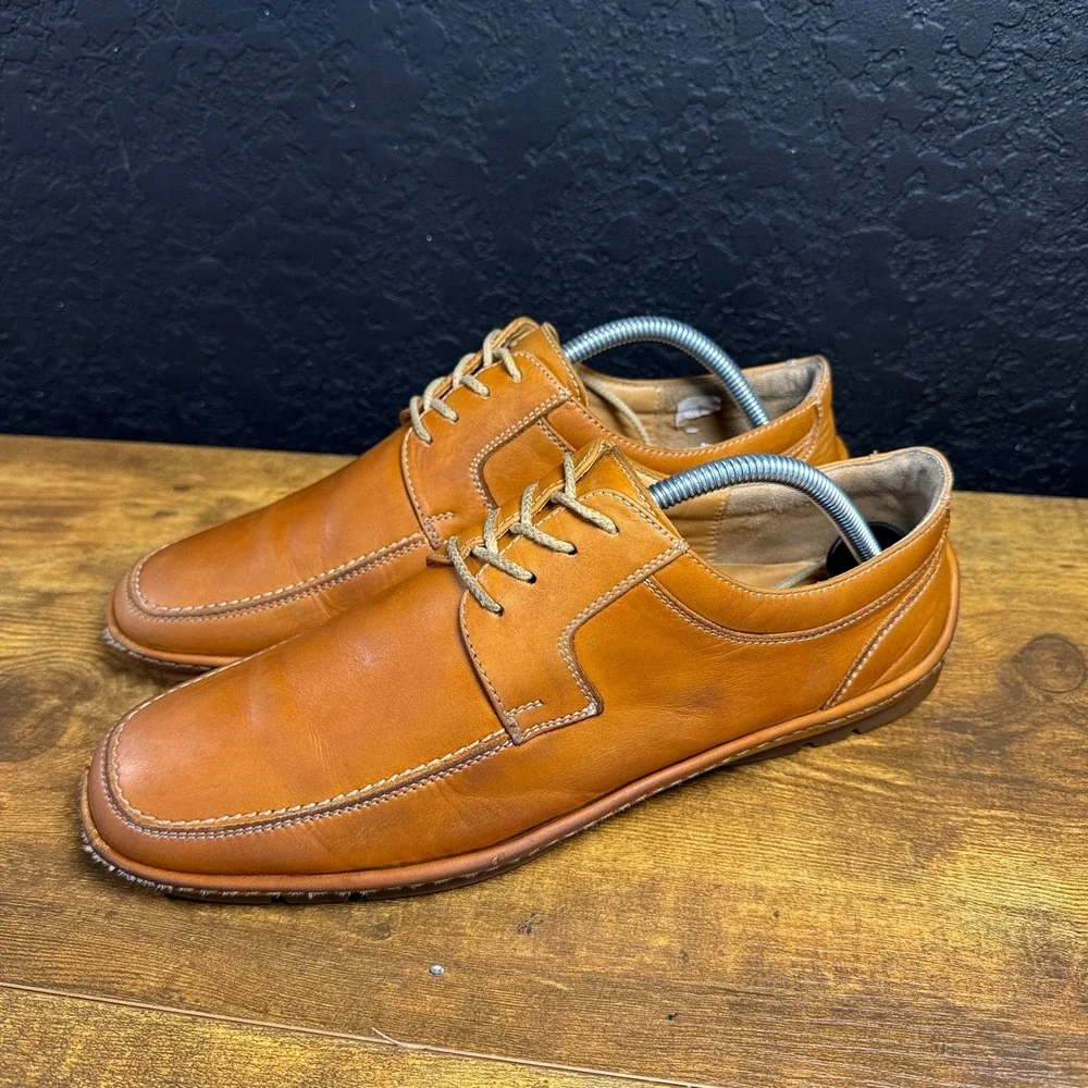 Firenze Tan Leather Moc Toe Derby Shoes Mens 42